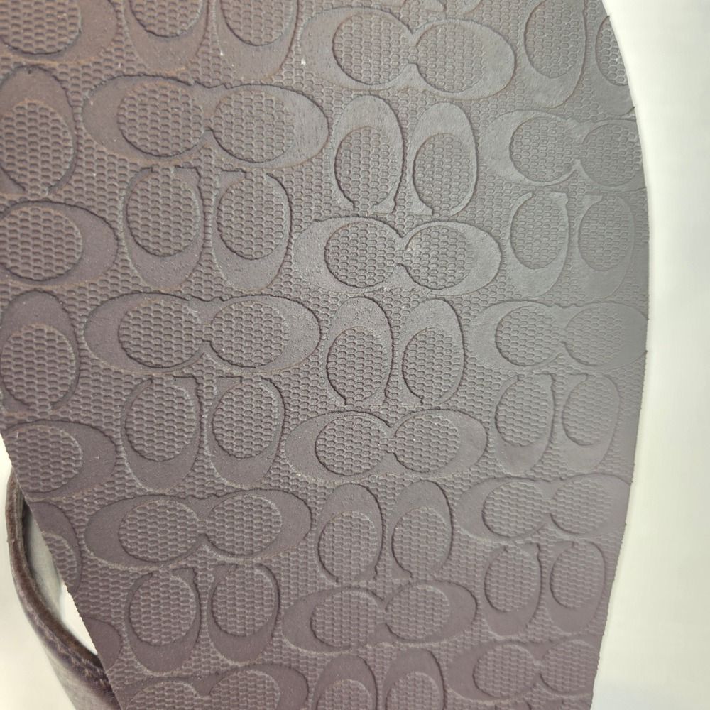 Coach Men's Brown Signature Monogram Leather Flip Flop Sandals H1107-Q740 Size 8 - Picture 9 of 10